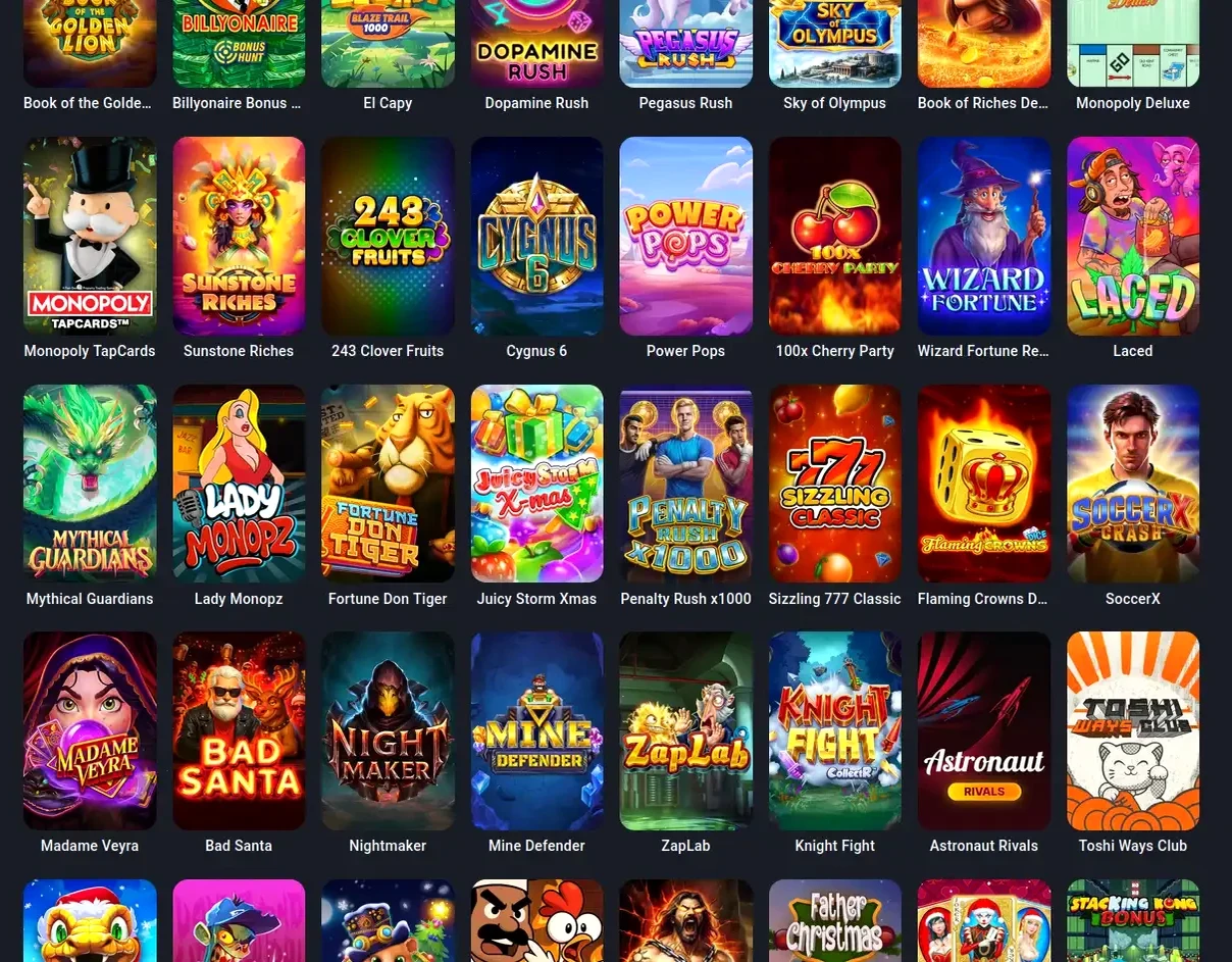 Игровой интерфейс казино Велора